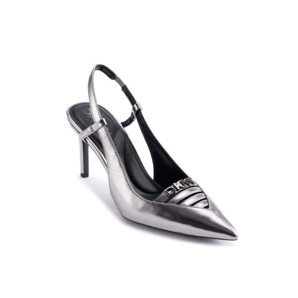 New DKNY Malden Slingback Pointed Toe Pump in Nickel Size 6.5